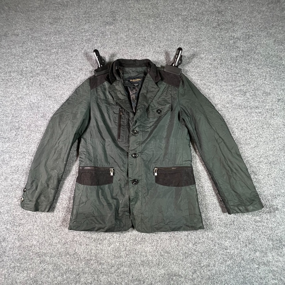 Shidannu Fashion Wear Jacket Men Large Green Plaid Lined Utility Pockets Outdoor
